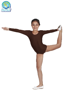 BODY DANZA IN LYCRA MANICA LUNGA MARRONE BAMBINA